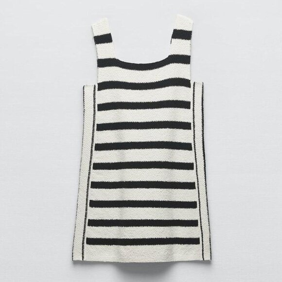 Zara Black and White Stripped Mini Dress - Picture 1 of 5